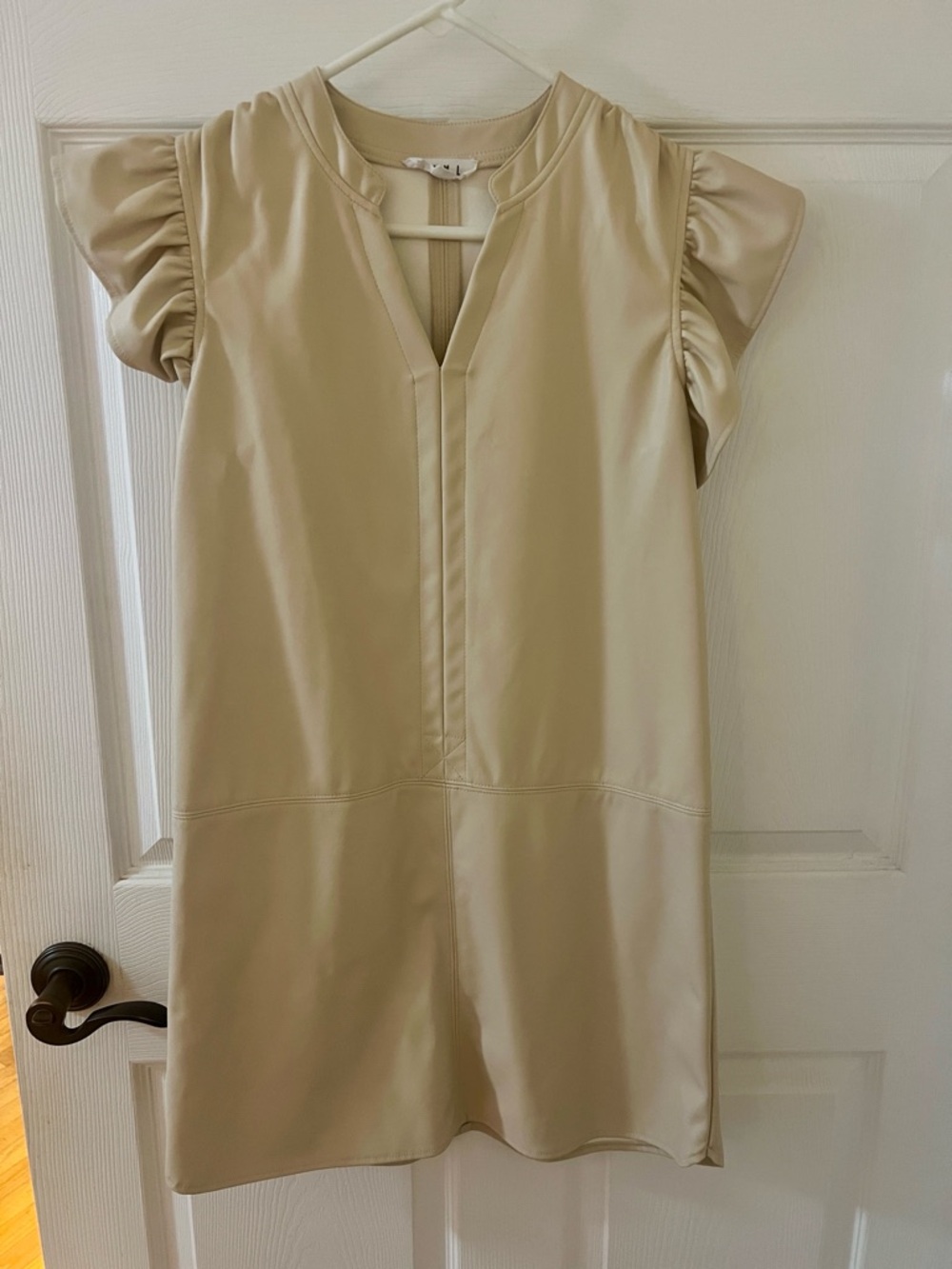 THML Cream Mini Shift Dress with Ruffle Cap Sleeves